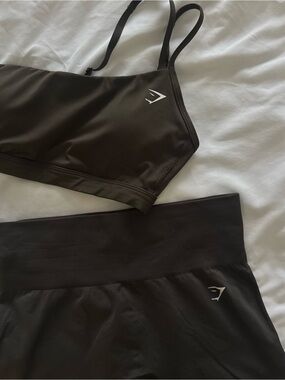 Gymshark dark green Seamless Crop Top & High-Waist Shorts